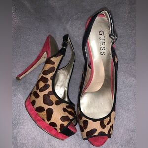 G BY GUESS leopard print and pink high heel